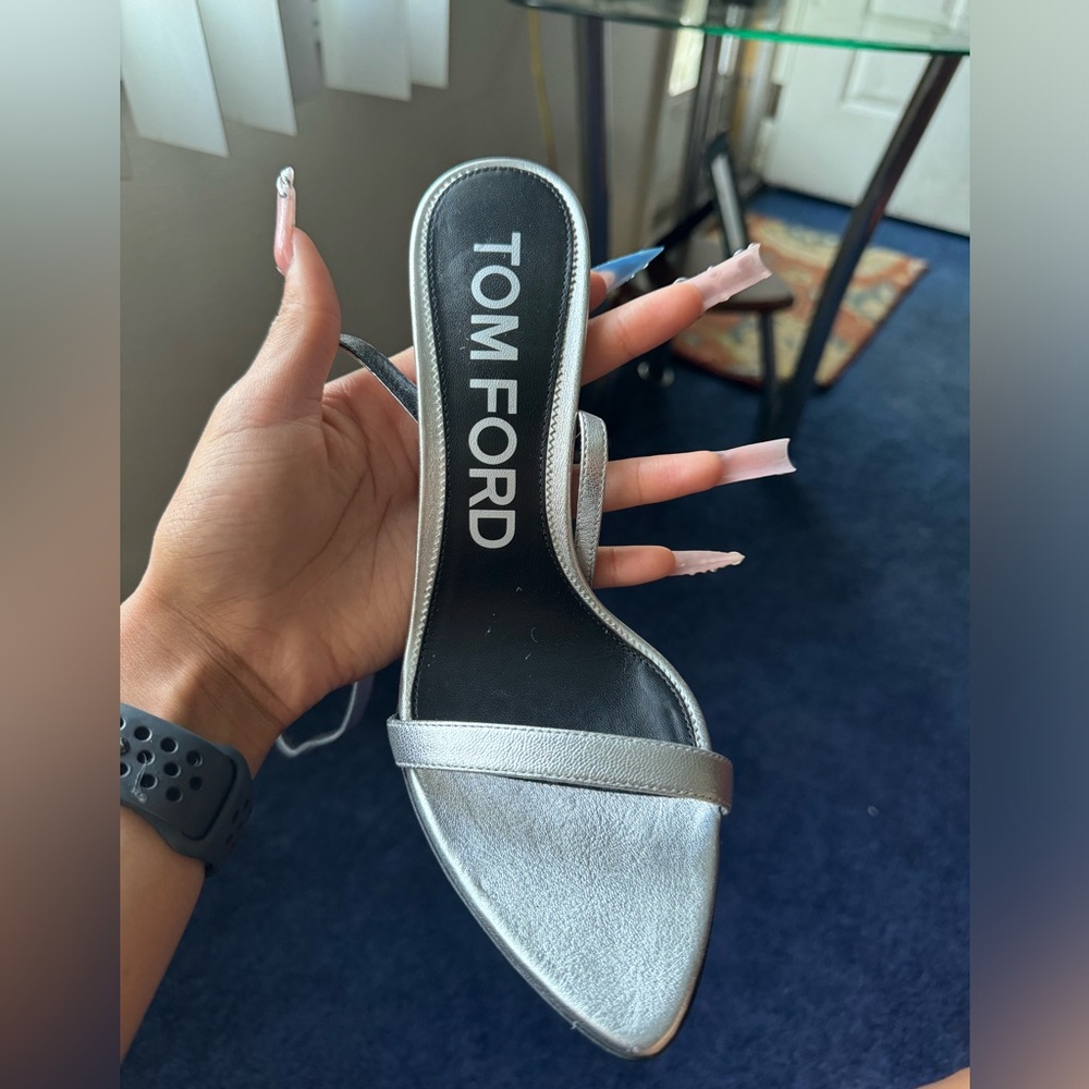 Silver Tom Ford 3 inch heels